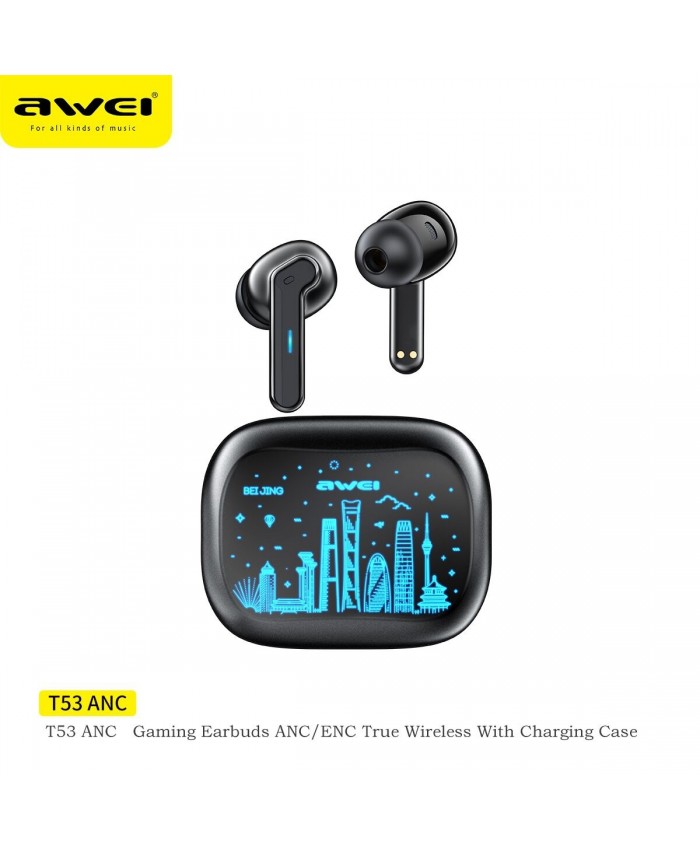 Awei T53 ANC TWS Wireless Earbuds Bluetooth 5.3 HiFi Music Active Noice Reduction + ENC HD Call Headset