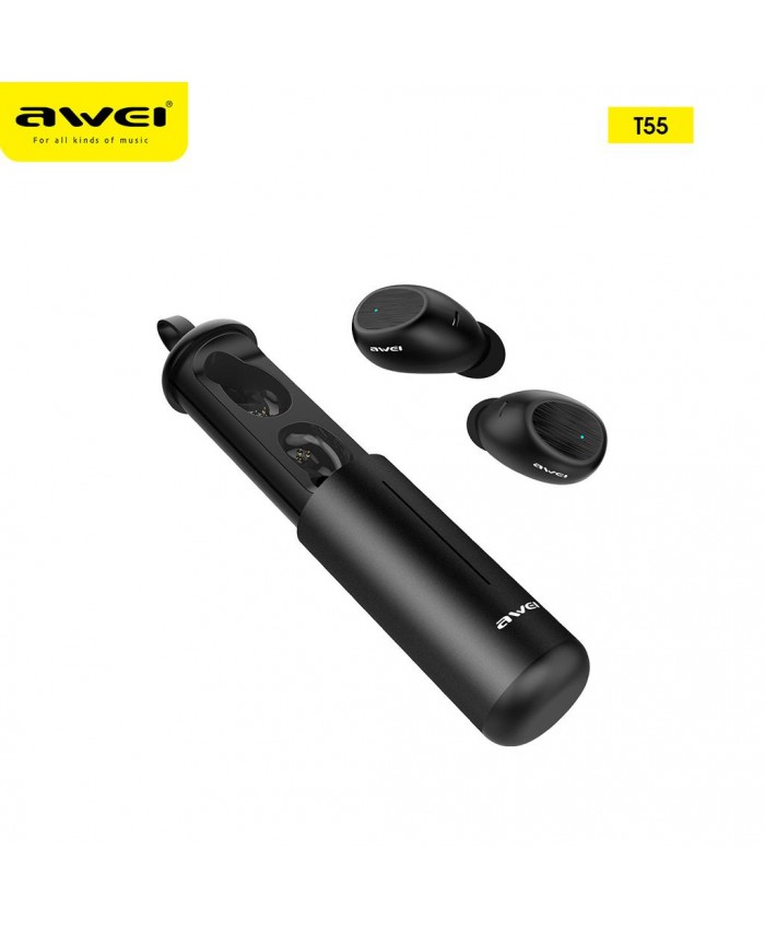 AWEI T55 TWS Wireless Bluetooth Earbuds In-ear Noise Canceling Gaming Headset With Mic