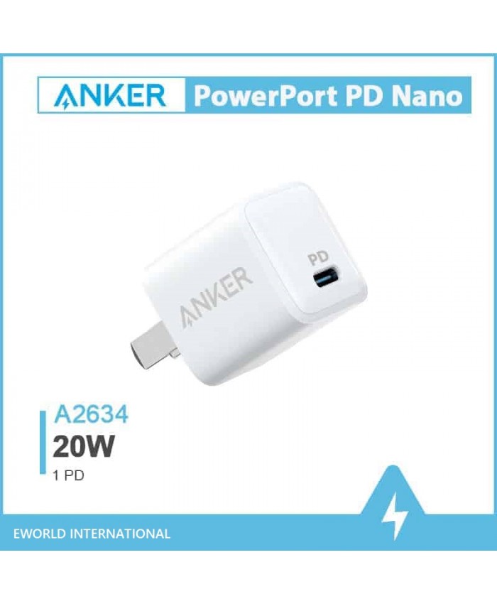 Anker PowerPOrt PD Nano 20W Ultra-Compact Phone & Tablet Charger Type-C (A2634)