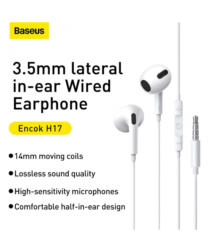 Baseus Encok H17 3.5mm Lateral In-Ear Wired Earphone Stereo & Super Hi Bass Sound With Built-In Microphone