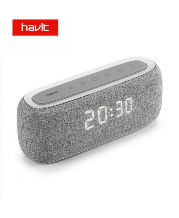 HAVIT-M29 Bluetooth Speaker Portable Home Loudspeaker with Digital Alarm Clock 3D Stereo Enhanced Bass Speaker Support FM
