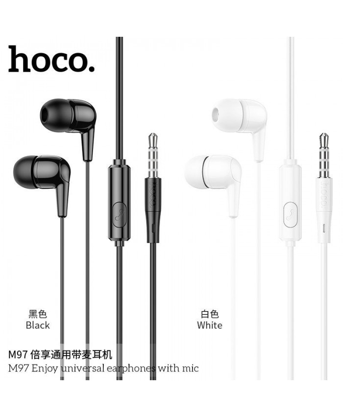 Hoco M97 Universal Wired Stereo Earphone Hi Bass With Built-In Microphone