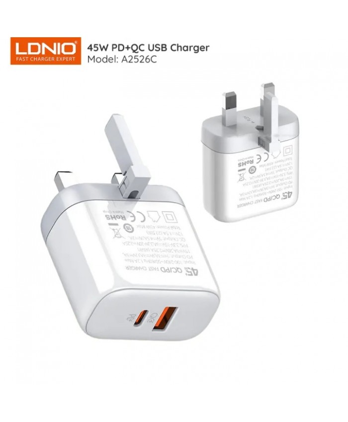 Ldnio A2526C 45W Fast & Smart Charger Type-c PD QC4+ QC3.0 For Your Phone NoteBook Laptop