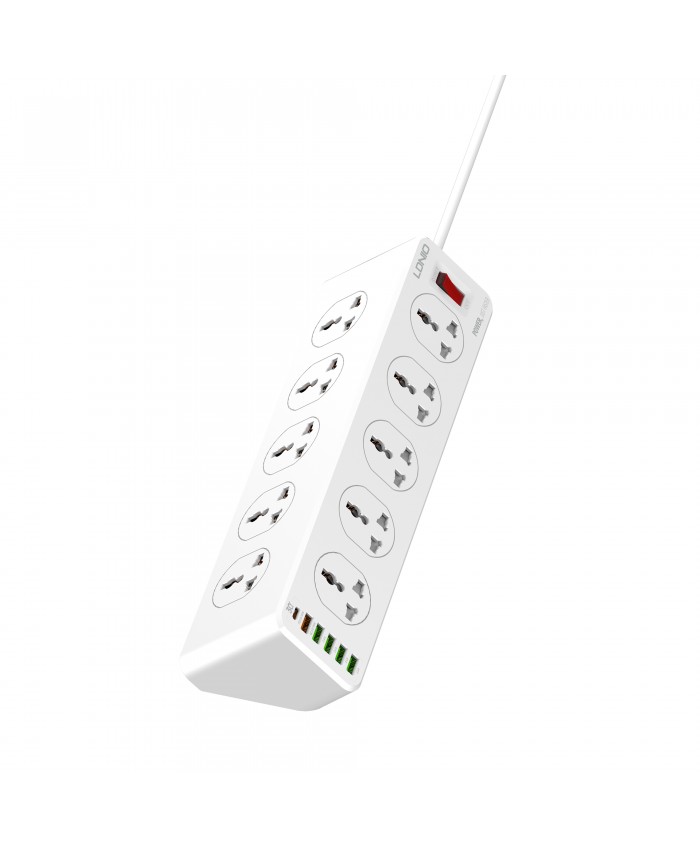 Ldnio SC10610 Powerstrip Surge Protection Slope Design With 10 Outlets PD+QC3.0+4AUTO-ID