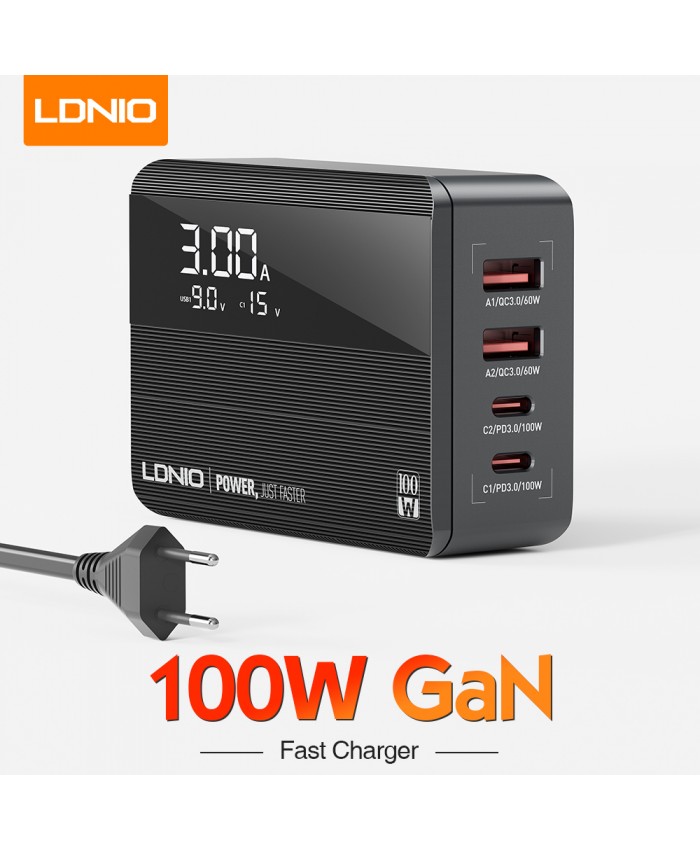 LDNIO 100W A4809C High Power Multiple Super fast Charger QC4+ LED PD 