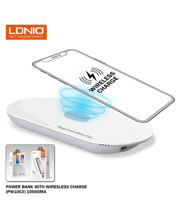 LDnio PW1003 10000mAh Universal Wireless charger (Qi- Compatible) USB Li-Polymer Slim Powerbank with output port For Xiaomi iPhone Mobile Phone