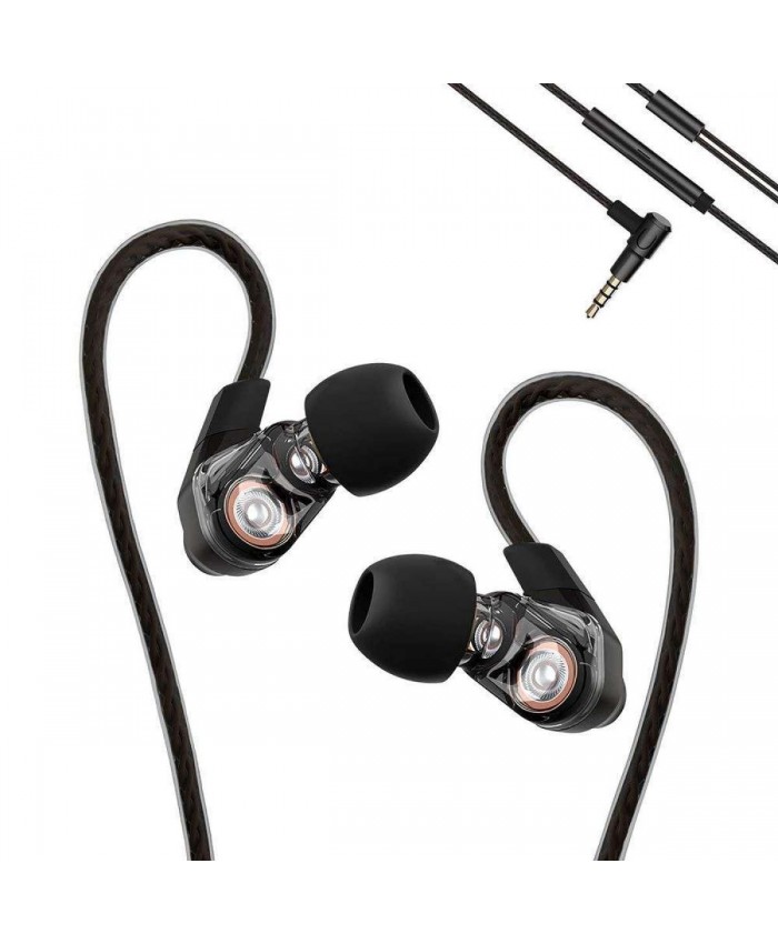 Remax 580 Dual Moving-Coil Earphone Stereo Bass for Crystal Clear Sound with HD Microphone Noise Reducing