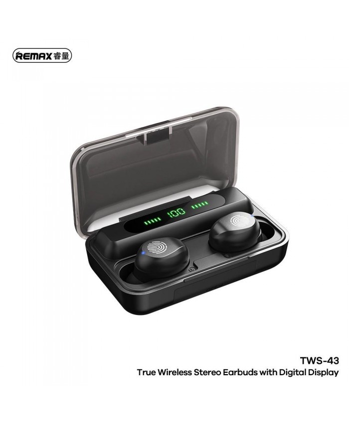 Remax TWS-43 True Wireless Bluetooth Stereo Earbuds With Digital Display HiFi Bass & Auto Pairing